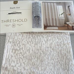 Threshold Neutral Textured Shower Curtain in Beige and Cream